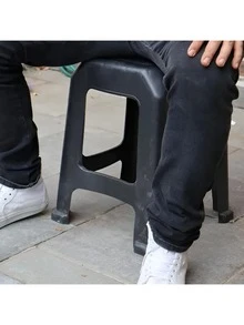 Mr. Gadgets Banco De Plástico Reforzado Uso Rudo Color Negro Ideales Para Negocio, Taquerías, Restaurantes Y Hogar Resistentes, Apilables, Ligeros Y De Alta Durabilidad 1 Pieza - Negro - Ver 7