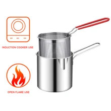 ABKOK Mini freidora, diseño de acero inoxidable 304, compacta y ahorradora de espacio