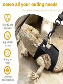 3 Sizes Bearded Dragon Harness Leash Set Adjustable Soft Leather Small Animal Vest For Reptiles, Squirrels, Rats | Easy-On-Off Design Soft Leather Reptile Walking Vest With Traction Rope For Outdoor Training, Ideal For Lizards, Ferrets, Squirrels And Pet Rats Bearded Dragon Training & Walking Essentials Escape-Proof Bearded Dragon Harness