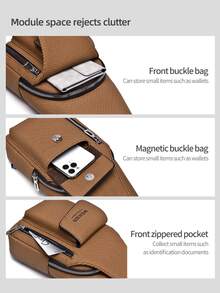 WEIXIER Unisex Sports Sling Bag, Adjustable Detachable Strap, Multi-Compartment Multi-Pocket, Multifunctional Adjustable Detachable Strap, Casual Commuter Bag, Retro Minimalist Business Style, Suitable For Work, School, Travel, Shopping, Gift For Girlfriend, Family, Friends Pouch