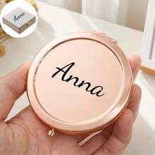 1个可定制姓名刻字的圆形化妆镜，个性化礼物，可折叠便携双面高清镜，不锈钢材质，适合伴娘、婚礼、圣诞节、母亲节、生日、毕业典礼、周年纪念日等场合，实用礼物，永恒的爱 - 多色2 - 查看 52