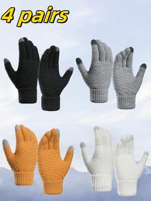 4/1 Đôi Găng tay thể thao ngoài trời cảm ứng dành cho bé trai và bé gái mùa thu đông, Găng tay dứa, Găng tay ấm chống gió và chống lạnh, Găng tay học sinh, Găng tay đạp xe, Găng tay trượt tuyết (Phù hợp cho trẻ từ 8-16 tuổi) - Nhiều màu - Xem 2
