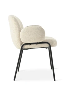 Goeurvant Modern Cloud-Style Wool-Linen Upholstered Dining Chairs With Rounded Arms And Wide-Back Support For Dining Room, Living Room, Office - Set Of 2 / Set Of 4 / Set Of 6 - Beige/Textured Fabric - 米色 - 查看 9