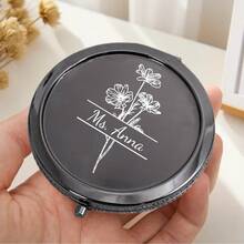 1个可定制姓名刻字的圆形化妆镜，个性化礼物，可折叠便携双面高清镜，不锈钢材质，适合伴娘、婚礼、圣诞节、母亲节、生日、毕业典礼、周年纪念日等场合，实用礼物，永恒的爱 - 多色2 - 查看 36