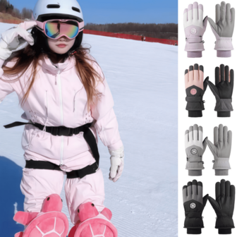 一双冬季滑雪手套，加厚抓绒内衬，触屏操作，适合户外雪上运动、骑行、摩托车等，男女通用保暖手套