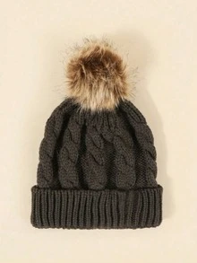1 pieza Gorro de punto elástico unisex para otoño/invierno, gorro de punto trenzado de estilo callejero y hip hop a la moda, gorro de calavera forrado y cálido con estilo Y2K