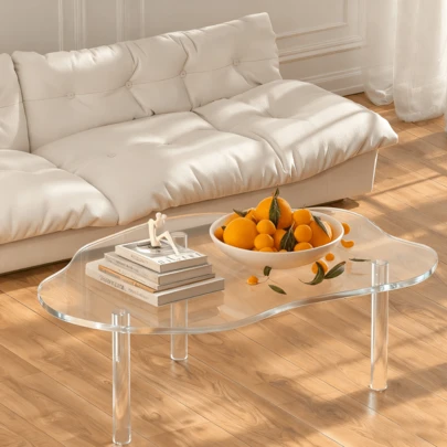 1pc Asymmetrical Acrylic Coffee Table, Suitable For Bedside Cabinet, Small Office Space, Bedroom, Living Room, Study