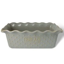 1个复古裂纹釉陶瓷面包烤盘，用于烘焙面包，陶瓷烤盘，深型，适合制作分层面包，烤箱砂锅，9 x 5英寸，不粘面包烤盘，可用于微波炉和洗碗机，长方形模具（复古白灰蓝），升级版全飞机纸箱包装 - 彩色 - 查看 12