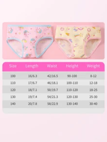 8条可爱女童三角裤，全印花图案，弹性面料，柔软舒适，适合4-7岁女孩。 - 彩色 - 查看 2