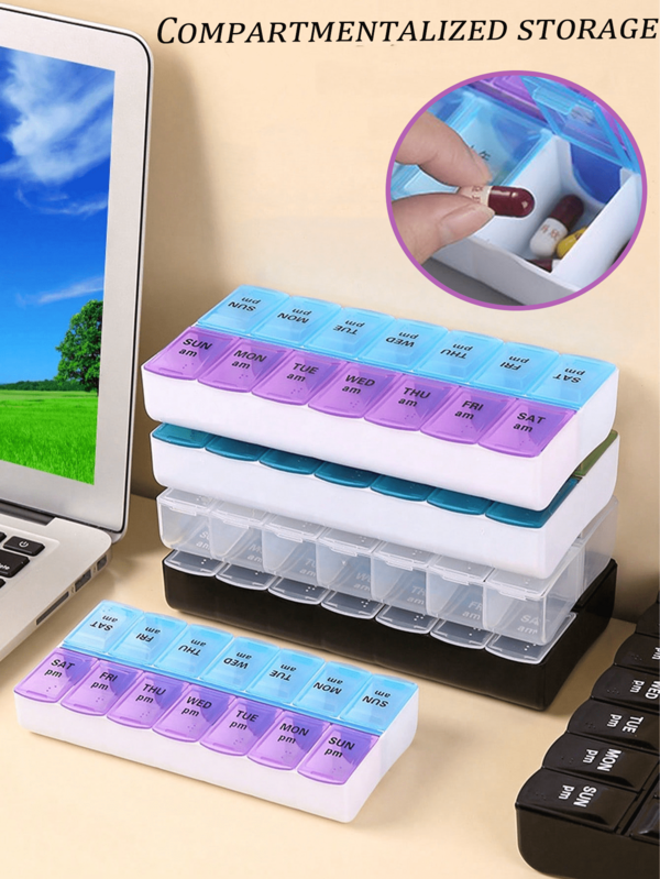 Compartment Portable Pill Box Storage Box, Portable Pocket Medicine Box Dispenser, Dust-Proof And Moisture-Proof Pill Organizer Organizer, Detachable Separated Storage Box, Daily Vitamin Medicine Storage Box, Small Medicine Bottle Portable 7-Day Pill Organizer Sealed Medication Container For Vitamins And Pills, Travel Medicine Box