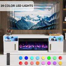 [2 Packages Shipping]Fireplace TV Stand With 36" Electric Fireplace Up To 80" TVs, 70" Entertainment Center, Remote Control,TV Media Console With Storage Cabinets For Living Room,Thanksgiving,Christmas  Gift - WHITE-70IN - 查看 2