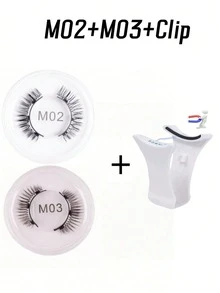 1 Pair Magnetic False Eyelash Set, Reusable No Glue False Eyelashes Japanese Eyelash Natural Long Fluffy Mink Soft Hair Eye Makeup Tool, Suitable For Beauty Travel - Multicolor - View 20