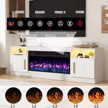 [2 Packages Shipping]Fireplace TV Stand With 36" Electric Fireplace Up To 80" TVs, 70" Entertainment Center, Remote Control,TV Media Console With Storage Cabinets For Living Room,Thanksgiving,Christmas  Gift - WHITE-70IN - 查看 5