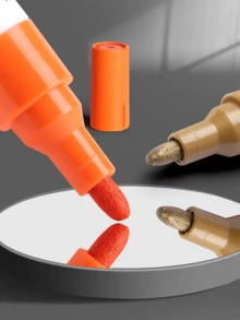 Paint Marker Pens Waterproof Oil-Resistant | Quick-Drying Fade-Proof Touch-Up Pens For Car Tire DIY, Gold Detailing & Color Restoration - Black/White/Gold/Red