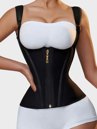 1 st midjetränare för kvinnor, magkontroll sportgördel, träningskroppsformare med justerbar axelrem midjecincher korsett shapewear kroppsformare med dragkedja