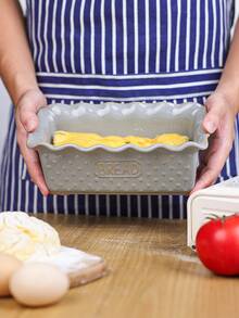 1个复古裂纹釉陶瓷面包烤盘，用于烘焙面包，陶瓷烤盘，深型，适合制作分层面包，烤箱砂锅，9 x 5英寸，不粘面包烤盘，可用于微波炉和洗碗机，长方形模具（复古白灰蓝），升级版全飞机纸箱包装 - 彩色 - 查看 6