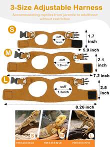 3 Sizes Bearded Dragon Harness Leash Set Adjustable Soft Leather Small Animal Vest For Reptiles, Squirrels, Rats | Easy-On-Off Design Soft Leather Reptile Walking Vest With Traction Rope For Outdoor Training, Ideal For Lizards, Ferrets, Squirrels And Pet Rats Bearded Dragon Training & Walking Essentials Escape-Proof Bearded Dragon Harness