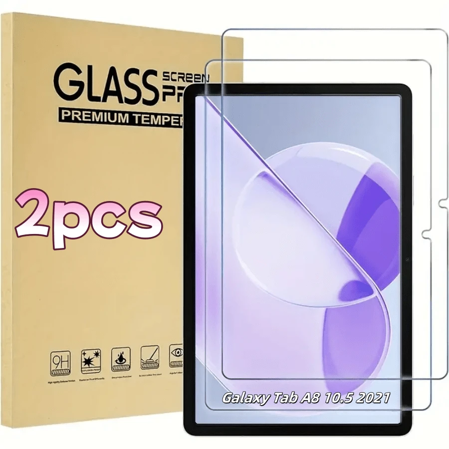 2pcs Tempered Glass Film, Compatible With Samsung Galaxy Tab A11/Galaxy Tab A11+/Galaxy Tab S9 FE/ Galaxy Tab A7 /Galaxy Tab A -T510/T515/Galaxy Tab S6 /Galaxy Tab S7 Plus/Galaxy Tab S8/Galaxy Tab S9 /Galaxy Tab S6/Galaxy Tab A9 Plus/Galaxy Tab S8 Ultra/Galaxy Tab S10 Tablet Series Protective Film, Easy To Install - Clear - View 1