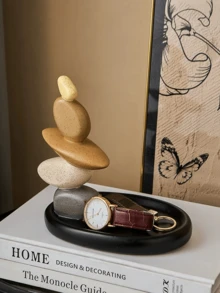 1 pieza Bandeja de lujo moderna y de alta gama para oficina/sala de estar/gabinete de TV, hogar, entrada, exhibición y organización de llaves/joyas/cosméticos/anillos, decoración de mesa, accesorio de fotografía