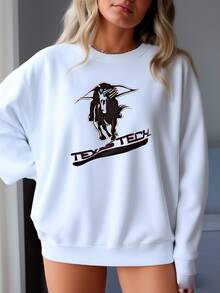 Texas Tech Half-Zip Crop Sweater Sweatshirt - White - View 1