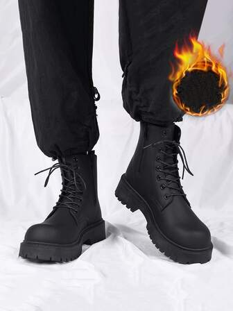 Boots, Men's New Black British Motorcycle, Work Boots, High Top Soft Leather Waterproof Casual Leather Boots