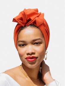 1 chiếc mũ turban xếp ly co giãn có nơ màu trơn dành cho nữ, thích hợp dùng hàng ngày hoặc khi ngủ. - Nhiều màu - Xem 13