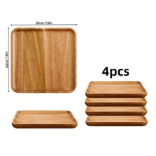 1pc/4pcs Minimalist Rosewood Tray - 7.8 Inch Square Wooden Tray For Serving Meals, Snacks, Desserts And Cooked Food, Durable, Easy To Clean, Polished Surface, Minimalist Design Serving Tray, High-Quality Square Wooden Plate, Serving Platter, Wooden Tableware Tray, Fruit Tray, Party Serving Tray, Coffee Table Decor/Tabletop Candle Holder Wooden Plate