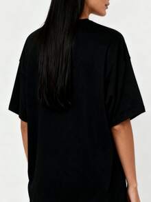 Máscaras de Lucha Libre, Camiseta Divertida de Luchador Mexicano, Camiseta Deportiva de Verano con Cuello Redondo para Mujer con un Bonito Estampado - Negro - Ver 2