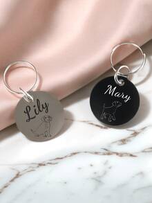 Placa de identificação personalizada com foto do seu pet, gravada a laser, redonda, acessório anti-perda para coleira, presente de Natal para pets, presente criativo para amantes de animais, casais, amigos e colegas de classe. - Multicolorido - Ver 5