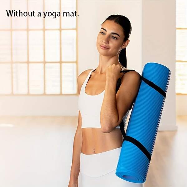 1pc Durable, Adjustable Black Strap For Yoga Mat, Suitable For Fitness And Training Enthusiasts, Auxiliary Fitness Tool, Essential Fitness Accessory, Daily Use Or Special Occasion Gift - Yoga Mat Not Included