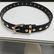 1pc Women's Gold/Silver Punk Y2K Round Rivet Buckle Belt, Versatile Accessory Belt For Daily Wear - Multicolor - View 12