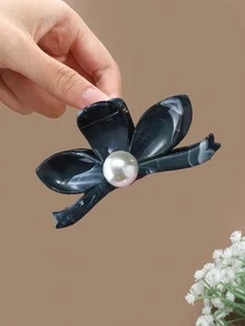 Swim Mod 1/3pcs Vintage Floral Oil Painting Texture Faux Pearl Hair Clips, Chic Hair Claw Suitable For Women & Girls Hair Accessories Fashion Hair Claw Clips Autumn Accessories Fall Hair Clutch Flower Clip Winter For Vacation Outfits Woman - Multicolor - View 17