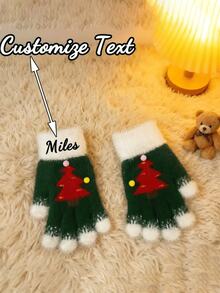 Personalized Name/Text Snowman Plush Winter Gloves - Christmas Hand Warmer With Fuzzy Cuff, Unisex, Cold Weather Gloves Suitable For Outdoor Activities, Parties And Gifts (Add Your Name) - Multicolor 5 - View 15