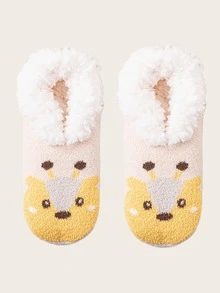 1 Pair Adult Women's/Couples' Thick Thermal Lined Non,Slip Socks, Indoor Home Floor Socks With Silicone Grips, Autumn/Winter, Cozy Socks