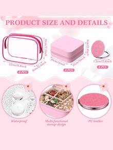 48 Pcs Pink Spa Party Favors For Women Pink Beige Sleepover Set Headband Wristband Scrunchies Hair Clip Jewelry Case Makeup Bag Bridesmaid Gifts - Hồng - Xem 2