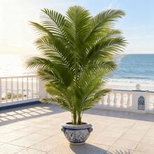 1pc Lifelike Artificial Palm Tree, No Maintenance Required, No Lighting Needed, Never Withers, Waterproof & UV-Resistant - Suitable For Office Desk, Home Decor, Ins Style, Apartment, Gift, Hotel, Mall, Cafe, Bedroom, Study - Enhances Ambiance, Minimalist & Modern Home Decor - Army Green - View 5