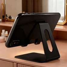 2/1 pieza Soporte universal de metal para teléfono/tableta, antideslizante y a prueba de golpes, adecuado para transmisión en vivo, ángulo ajustable, para ver películas y cargar, accesorio de escritorio creativo - Oro rosa - Ver 17