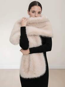 1pc Women's Fluffy Warm Shawl, Elegant Fashion Versatile Scarf, Great For Photos For Dress