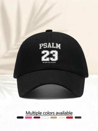 1顶印有“诗篇23篇”字样的棒球帽，复古美式风格，时尚休闲百搭，高品质装饰帽，男女皆宜，适合所有季节。