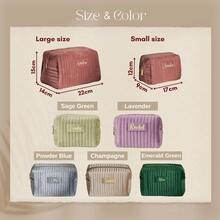 Custom Makeup Bag, Personalised Bridesmaid Wedding Gift, Travel Toiletry Bag - Beige - View 10