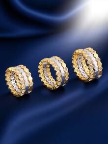 18K镀金可叠戴互扣戒指套装，女士个性化戒指，镶嵌立方氧化锆，适合作为礼物 - 5 ring - 查看 10