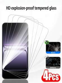 4pcs Ultra-Clear Tempered Glass Screen Protector, Full Coverage, Easy Installation, Scratch-Resistant, Shatter-Proof, Compatible With Xiaomi/Compatible With Redmi, Great Gift For Birthday/Family/Friends/Boyfriend/Girlfriend - High-definition White Film Transparent - View 3