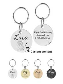 Placa de identificação personalizada com foto do seu pet, gravada a laser, redonda, acessório anti-perda para coleira, presente de Natal para pets, presente criativo para amantes de animais, casais, amigos e colegas de classe. - Multicolorido - Ver 1