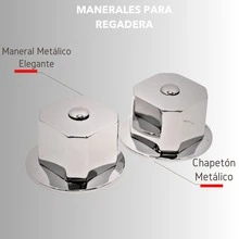 Juego de manerales cromados para regadera de acero inoxidable diseño moderno y resistente - Plateado - Ver 4