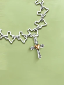 1pc Minimalist & Unique 925 Sterling Silver Heart, Faith, Growth, Cross Pendant, Delicate Jewelry Gift For Men & Women - Style 5 - View 5