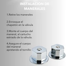 Juego de manerales cromados para regadera de acero inoxidable diseño moderno y resistente - Plateado - Ver 6