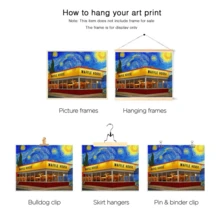 1 pièce Affiche murale vintage, Impression sur canevas du ciel étoilé coloré et de la Waffle House - Art mural vibrant de style Vincent Van Gogh, Art amusant, avec ou sans cadre, décoration de chambre, décoration de maison, décoration de dortoir universitaire, cadeaux pour la décoration murale dans l'hôtel, la maison, le salon, la chambre, la salle de bain et le bureau