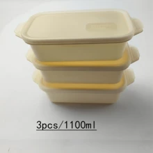 Bộ 3 hộp đựng thực phẩm dày trong suốt, kín, hộp đựng hình chữ nhật dùng được trong tủ đông và tủ lạnh, hộp nhựa dùng được trong lò vi sóng (Đen * Ngà) - Nhiều màu - Xem 15
