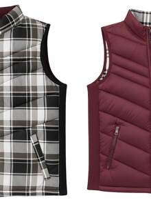 Chaleco Doble Vista Hombre Acolchado | Reversible con Cuadros y Liso Térmico con Bolsillos Ideal Casual & Outdoor Otoño Invierno - Granate - Ver 5