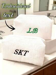 Customized Embroidered Makeup Storage Cosmetic Bag, Monogram Waffle Makeup Bag - Monogram Graduation Gift - Bridesmaid Gift, Classic Makeup Bag Suitable For Dorm Life, Customized Embroidered Makeup Storage Cosmetic Bag, Monogram Waffle Makeup Bag - Monogram Graduation Gift - Bridesmaid Gift, Classic Makeup Bag Suitable For Dorm Life, Customized Personalized Embroidered Bubble Mesh Cosmetic Bag/Toiletry Organizer, Easy Comfort